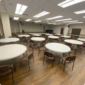 Circle Table with Chairs in the Community Room