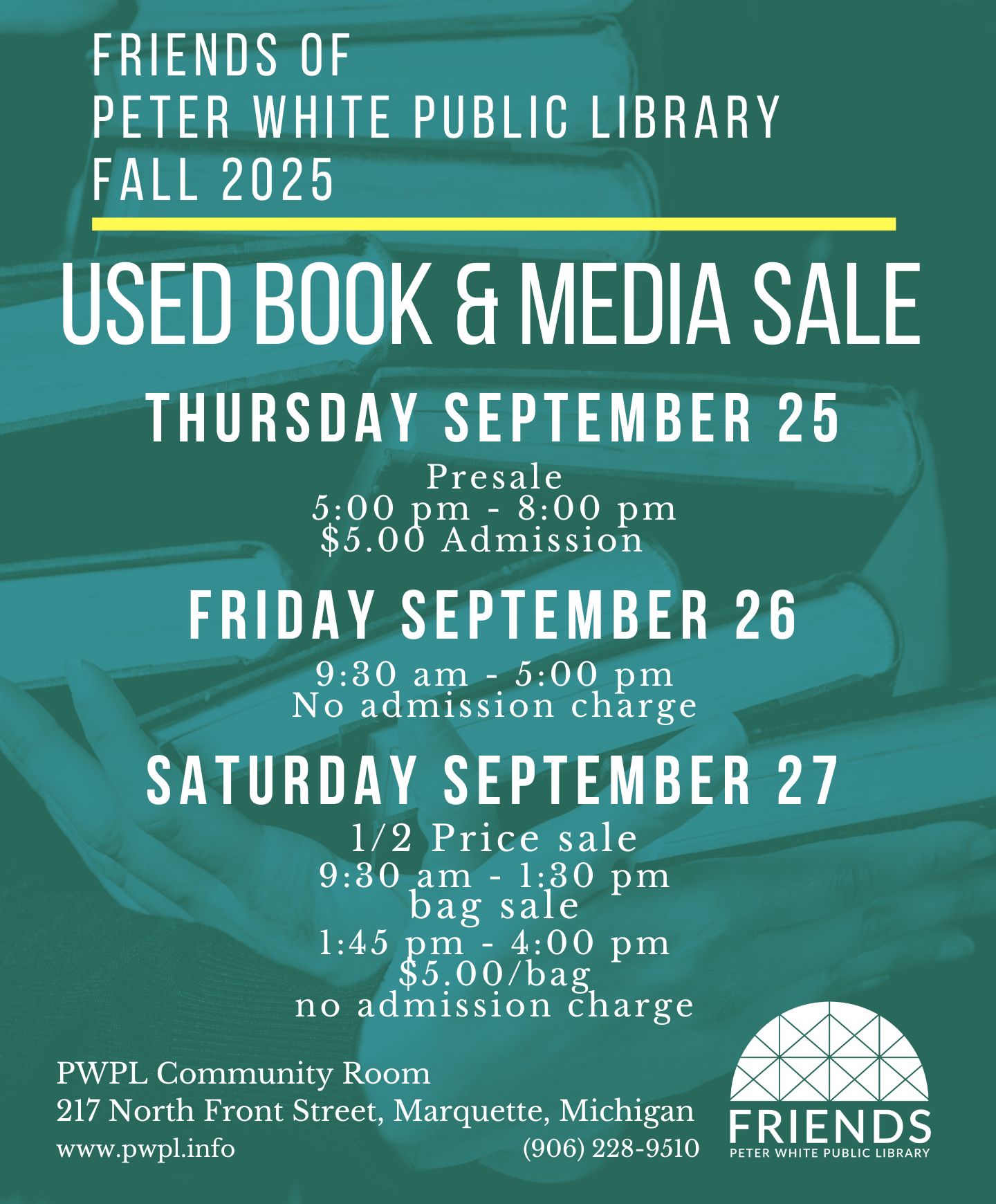 Poster for Friends Book Sale Sept 25 - 27 2025